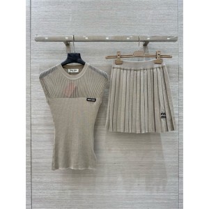 미우미우 민소매 니트 스커트 세트 M32658 2025/신상